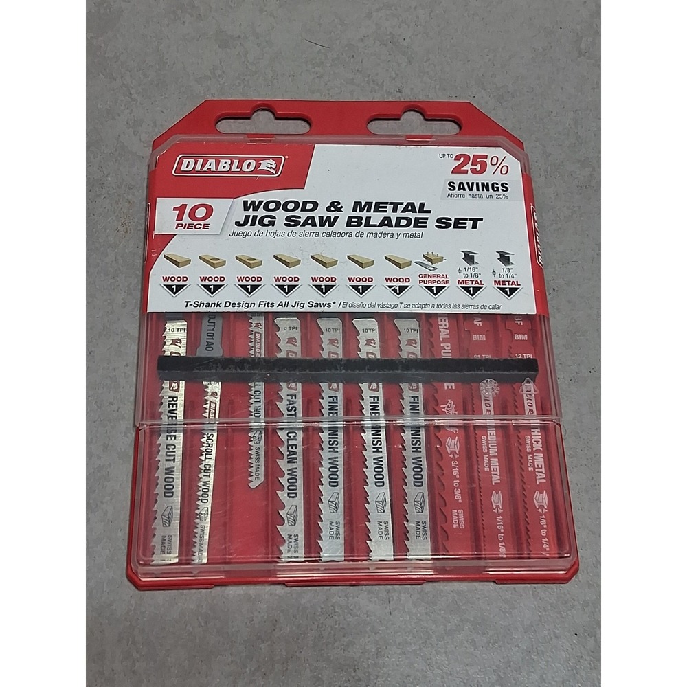 Diablo DJT10S 10 pc T-Shank Jig Saw Blade Set for Wood & Metal (10-Piece)